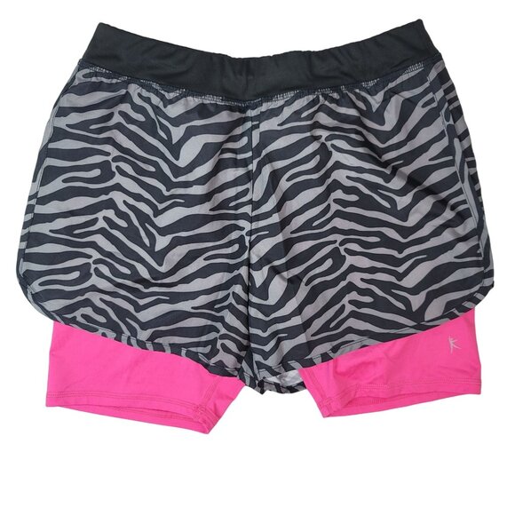Danskin Now Girls Shorts Leggings Gray Pink Size 10 Large Animal Print Active - Picture 1 of 6
